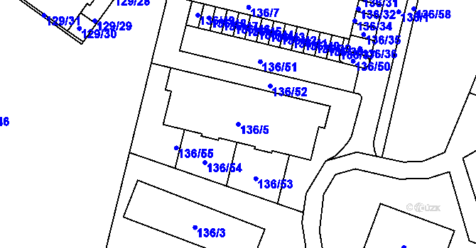 Parcela st. 136/5 v KÚ Jilemnice, Katastrální mapa