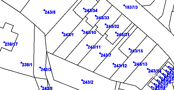 Parcela st. 243/11 v KÚ Jilemnice, Katastrální mapa