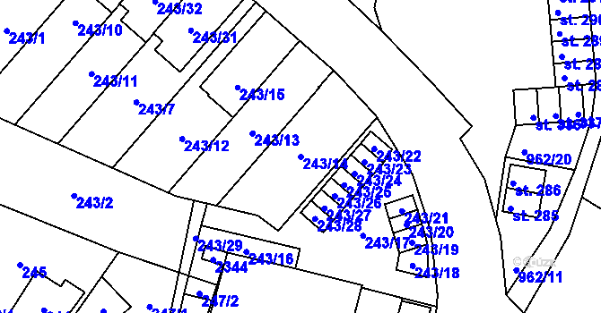 Parcela st. 243/14 v KÚ Jilemnice, Katastrální mapa