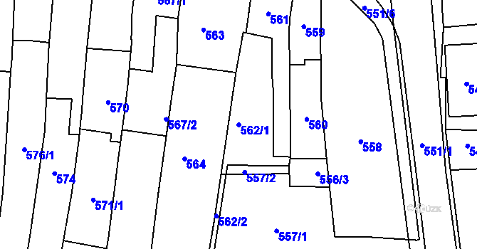 Parcela st. 562/1 v KÚ Jilemnice, Katastrální mapa