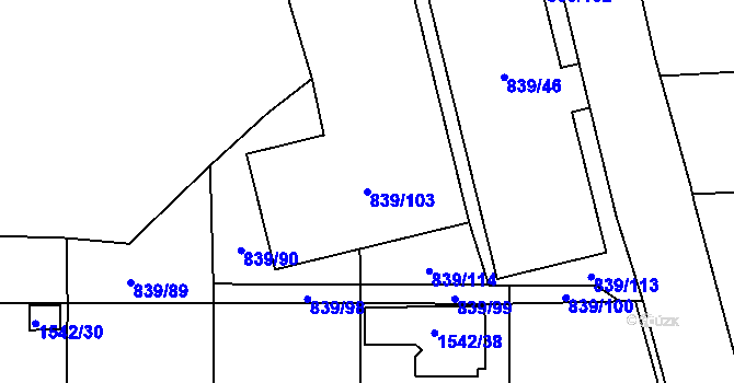 Parcela st. 839/103 v KÚ Jilemnice, Katastrální mapa