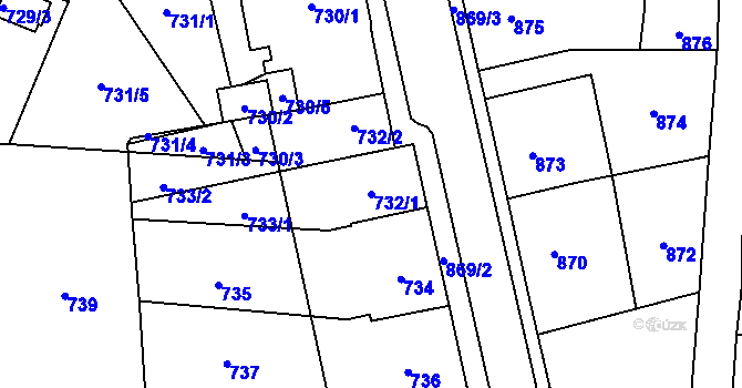 Parcela st. 732/1 v KÚ Jilemnice, Katastrální mapa