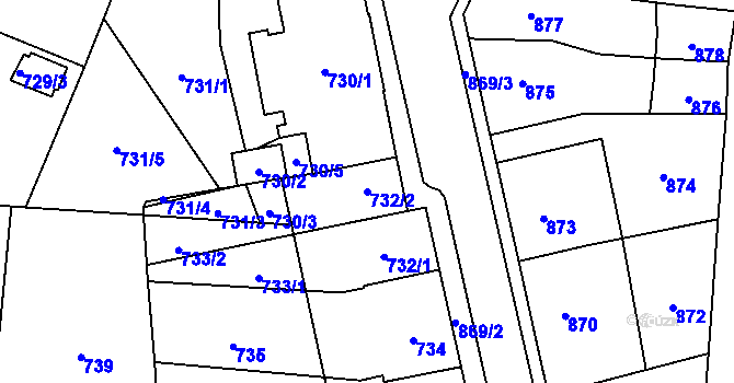 Parcela st. 732/2 v KÚ Jilemnice, Katastrální mapa
