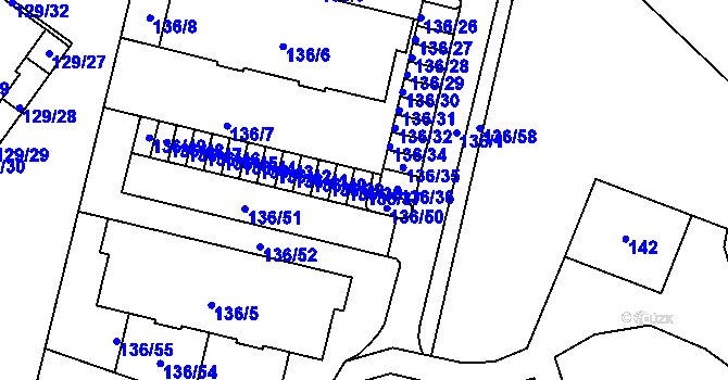 Parcela st. 136/37 v KÚ Jilemnice, Katastrální mapa