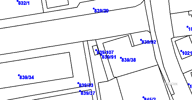 Parcela st. 839/107 v KÚ Jilemnice, Katastrální mapa
