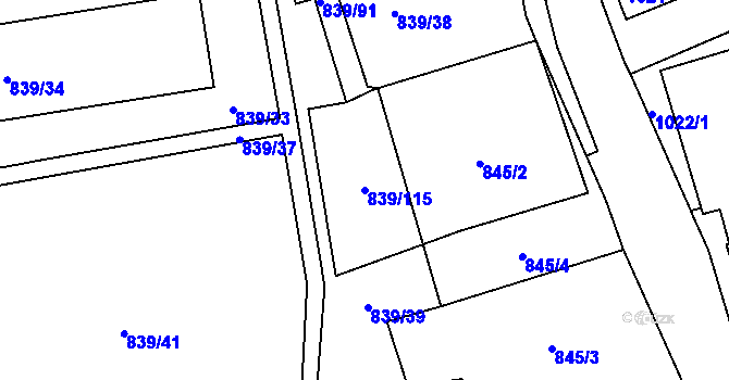 Parcela st. 839/115 v KÚ Jilemnice, Katastrální mapa