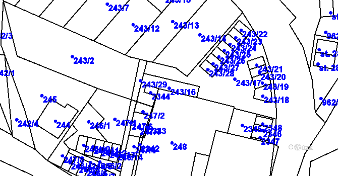 Parcela st. 243/16 v KÚ Jilemnice, Katastrální mapa