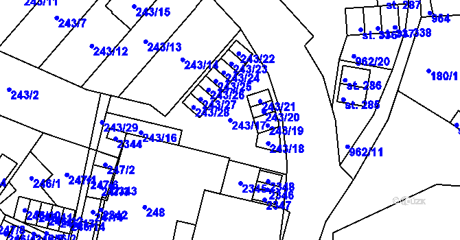 Parcela st. 243/17 v KÚ Jilemnice, Katastrální mapa