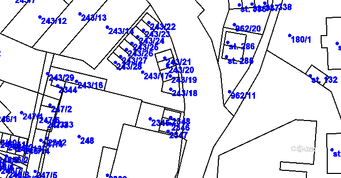 Parcela st. 243/18 v KÚ Jilemnice, Katastrální mapa