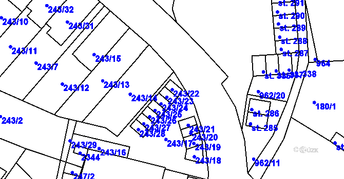 Parcela st. 243/22 v KÚ Jilemnice, Katastrální mapa