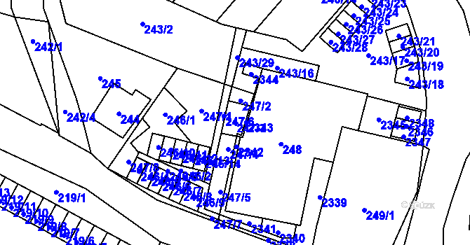 Parcela st. 247/3 v KÚ Jilemnice, Katastrální mapa