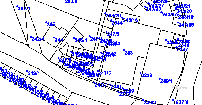 Parcela st. 247/4 v KÚ Jilemnice, Katastrální mapa