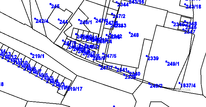 Parcela st. 247/5 v KÚ Jilemnice, Katastrální mapa