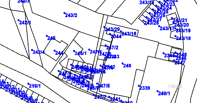 Parcela st. 247/6 v KÚ Jilemnice, Katastrální mapa