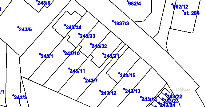 Parcela st. 243/31 v KÚ Jilemnice, Katastrální mapa