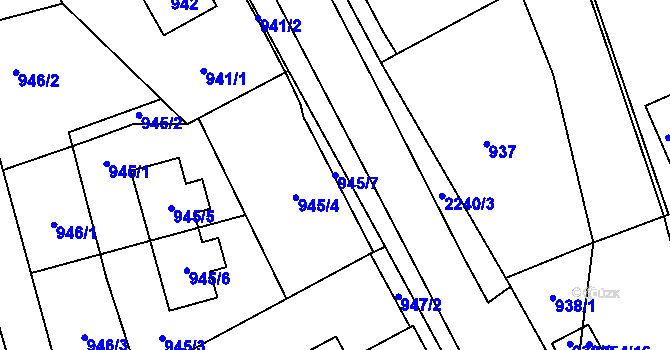 Parcela st. 945/7 v KÚ Jilemnice, Katastrální mapa