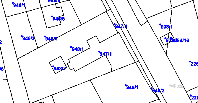 Parcela st. 947/1 v KÚ Jilemnice, Katastrální mapa