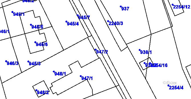 Parcela st. 947/2 v KÚ Jilemnice, Katastrální mapa