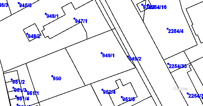 Parcela st. 949/1 v KÚ Jilemnice, Katastrální mapa