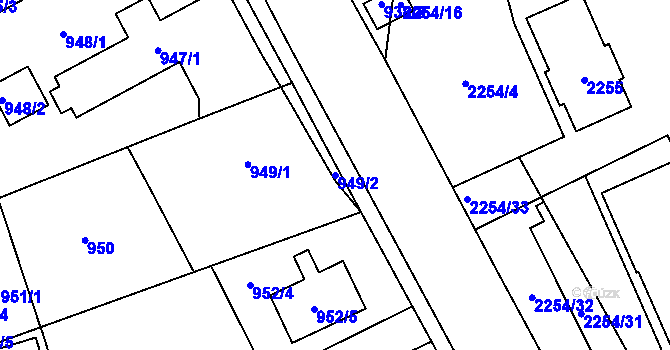 Parcela st. 949/2 v KÚ Jilemnice, Katastrální mapa