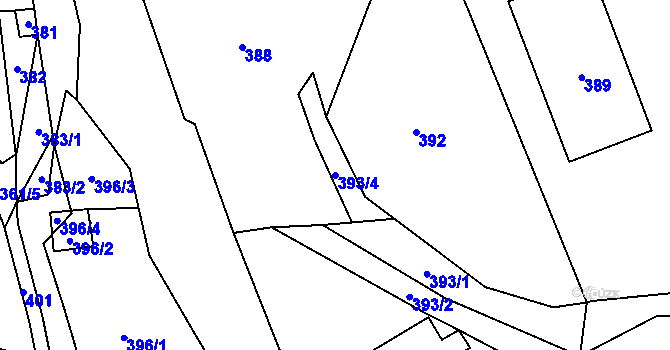 Parcela st. 393/4 v KÚ Jilemnice, Katastrální mapa