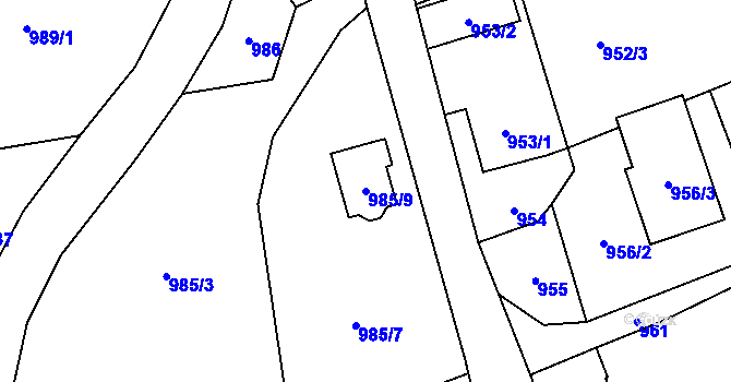 Parcela st. 985/9 v KÚ Jilemnice, Katastrální mapa