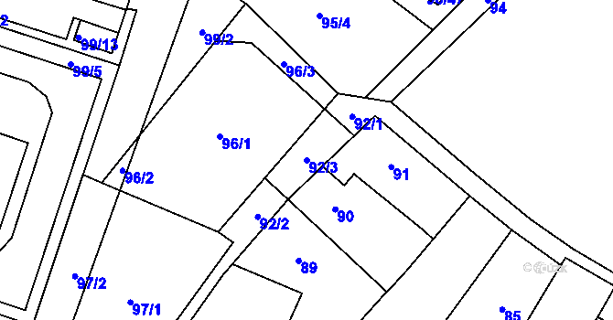 Parcela st. 92/3 v KÚ Jilemnice, Katastrální mapa