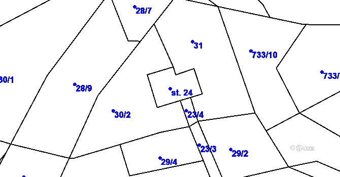 Parcela st. 24 v KÚ Hrabačov, Katastrální mapa