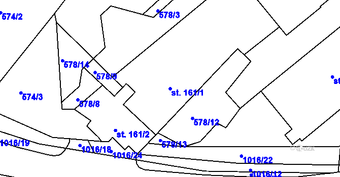 Parcela st. 161/1 v KÚ Hrabačov, Katastrální mapa