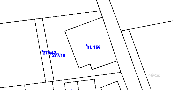 Parcela st. 166 v KÚ Hrabačov, Katastrální mapa