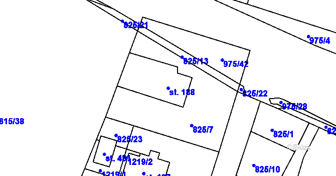 Parcela st. 188 v KÚ Hrabačov, Katastrální mapa