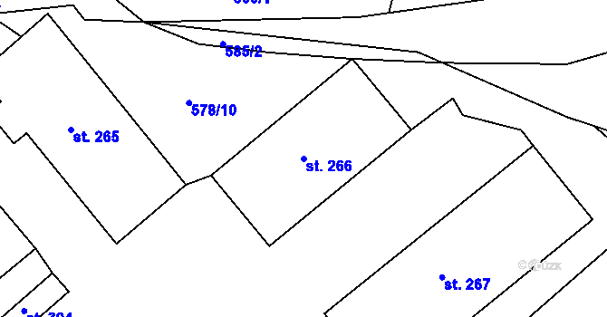 Parcela st. 266 v KÚ Hrabačov, Katastrální mapa