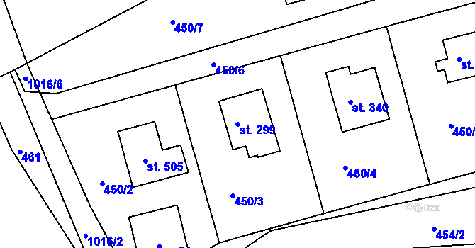 Parcela st. 299 v KÚ Hrabačov, Katastrální mapa