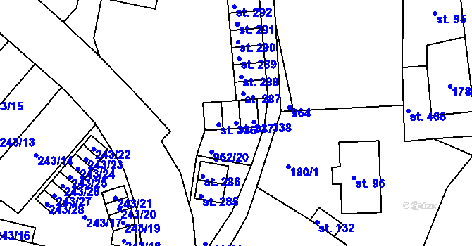 Parcela st. 337 v KÚ Hrabačov, Katastrální mapa
