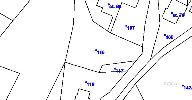 Parcela st. 116 v KÚ Hrabačov, Katastrální mapa