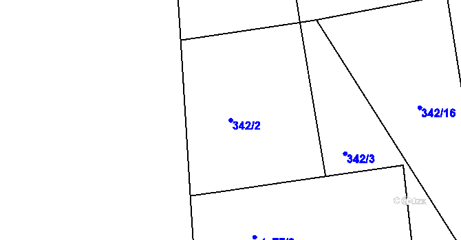 Parcela st. 342/2 v KÚ Hrabačov, Katastrální mapa