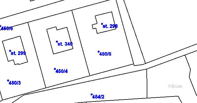 Parcela st. 450/5 v KÚ Hrabačov, Katastrální mapa
