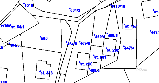 Parcela st. 469/6 v KÚ Hrabačov, Katastrální mapa