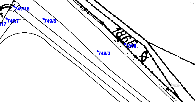 Parcela st. 749/3 v KÚ Hrabačov, Katastrální mapa