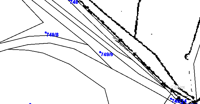 Parcela st. 749/9 v KÚ Hrabačov, Katastrální mapa