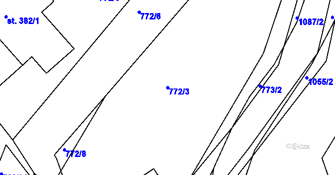 Parcela st. 772/3 v KÚ Hrabačov, Katastrální mapa
