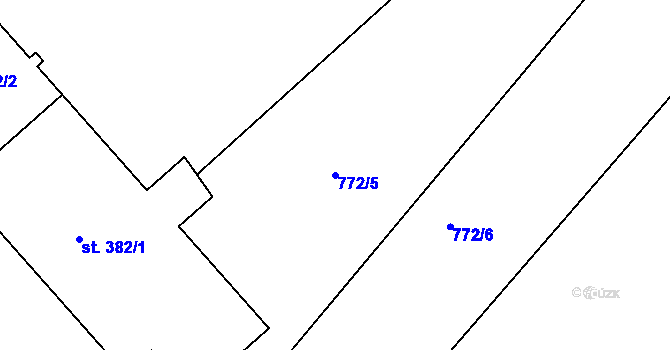 Parcela st. 772/5 v KÚ Hrabačov, Katastrální mapa