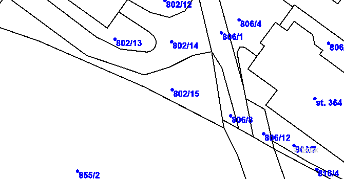 Parcela st. 802/15 v KÚ Hrabačov, Katastrální mapa