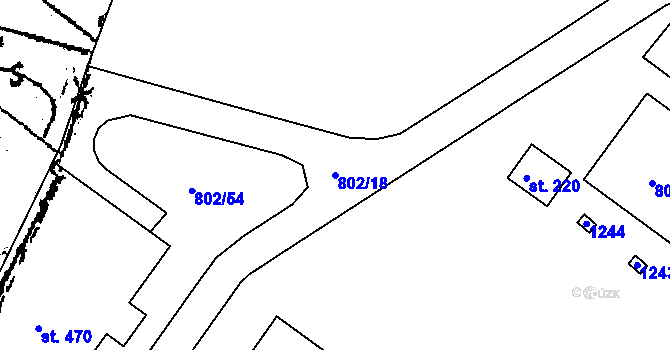 Parcela st. 802/18 v KÚ Hrabačov, Katastrální mapa