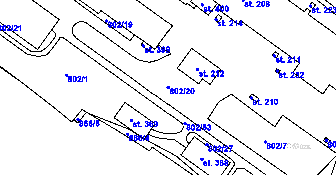 Parcela st. 802/20 v KÚ Hrabačov, Katastrální mapa