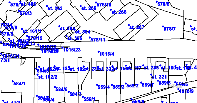 Parcela st. 1016/4 v KÚ Hrabačov, Katastrální mapa