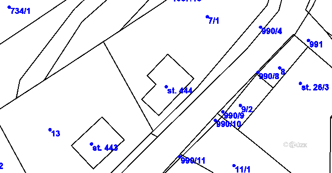 Parcela st. 444 v KÚ Hrabačov, Katastrální mapa