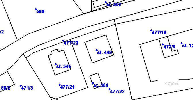 Parcela st. 449 v KÚ Hrabačov, Katastrální mapa