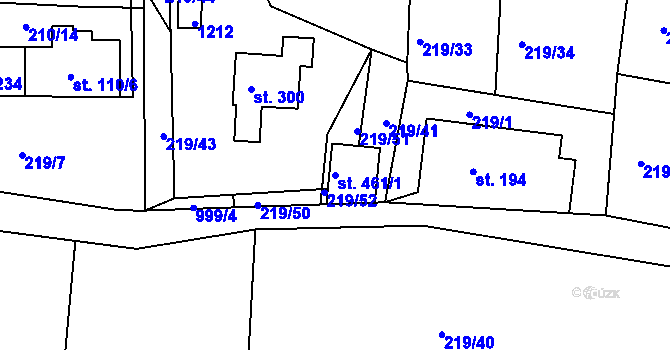 Parcela st. 461/1 v KÚ Hrabačov, Katastrální mapa