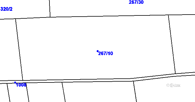 Parcela st. 267/10 v KÚ Hrabačov, Katastrální mapa